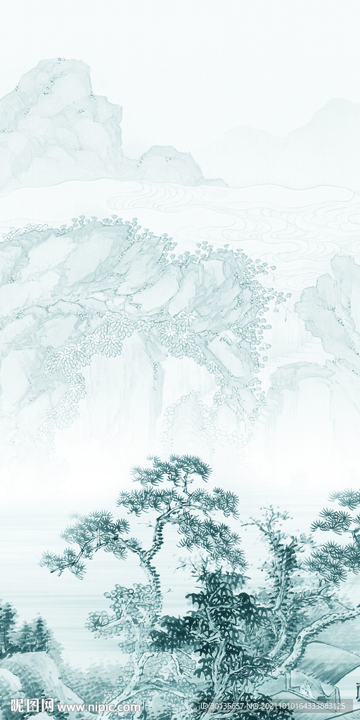 中式 山水背景玄关 TIF分层
