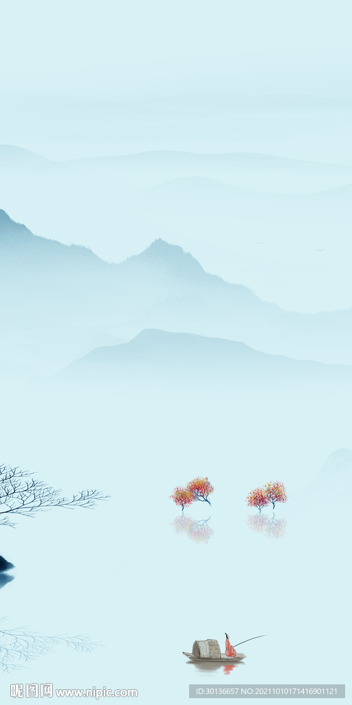 高清 山水背景玄关 TIF分层