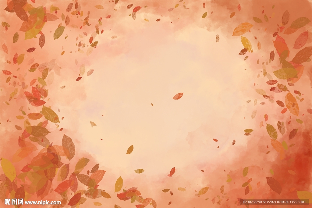落叶红叶水彩背景