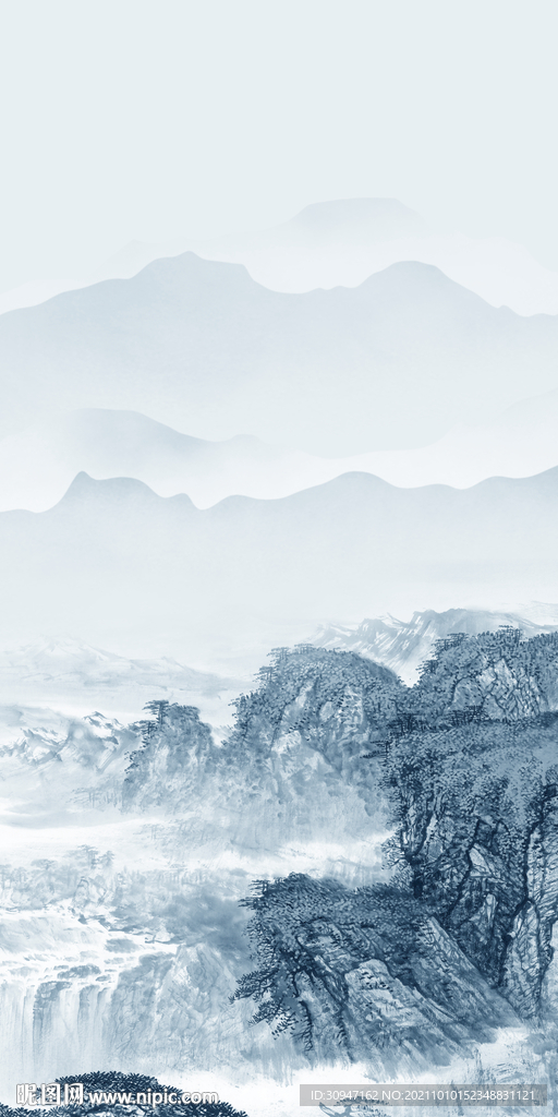 新中式山水简约玄关 TIF分层