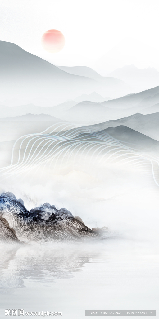 中国风山水最新玄关 TIF分层