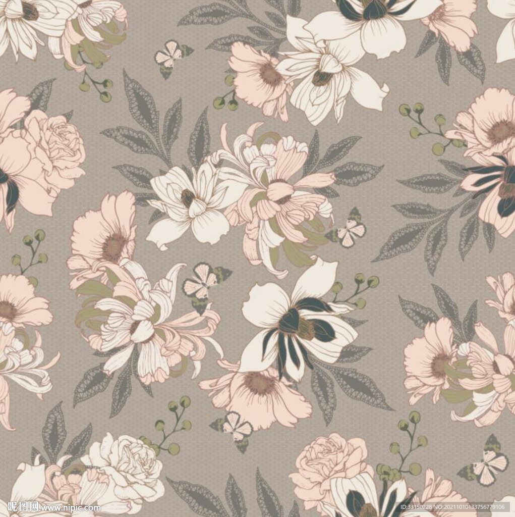 数码印花水彩花抽象花卉水彩花