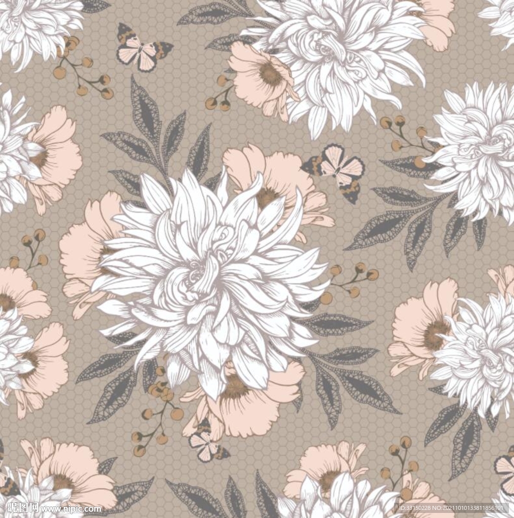 数码印花水彩花抽象花卉水彩花