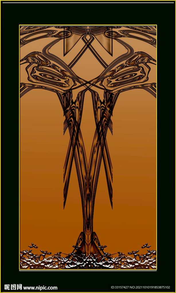 创意灯影双喜玄关图