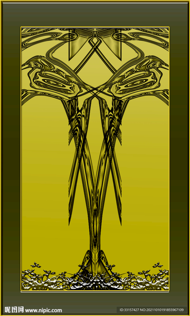 创意灯影双喜玄关图