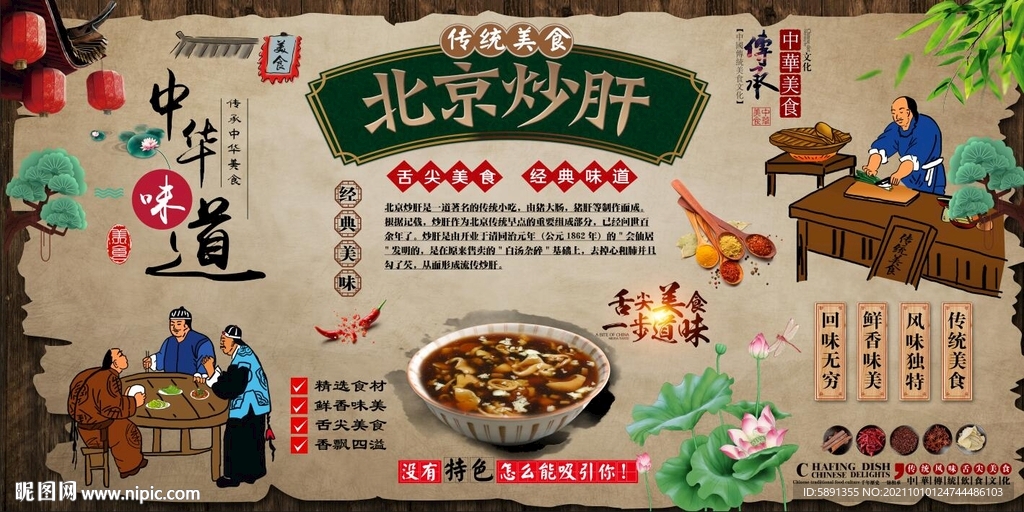 北京炒肝背景墙