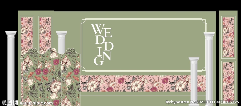 法式牛油果绿色婚礼迎宾区打印