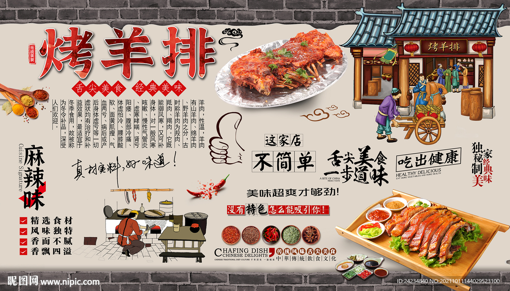 烤羊排背景墙