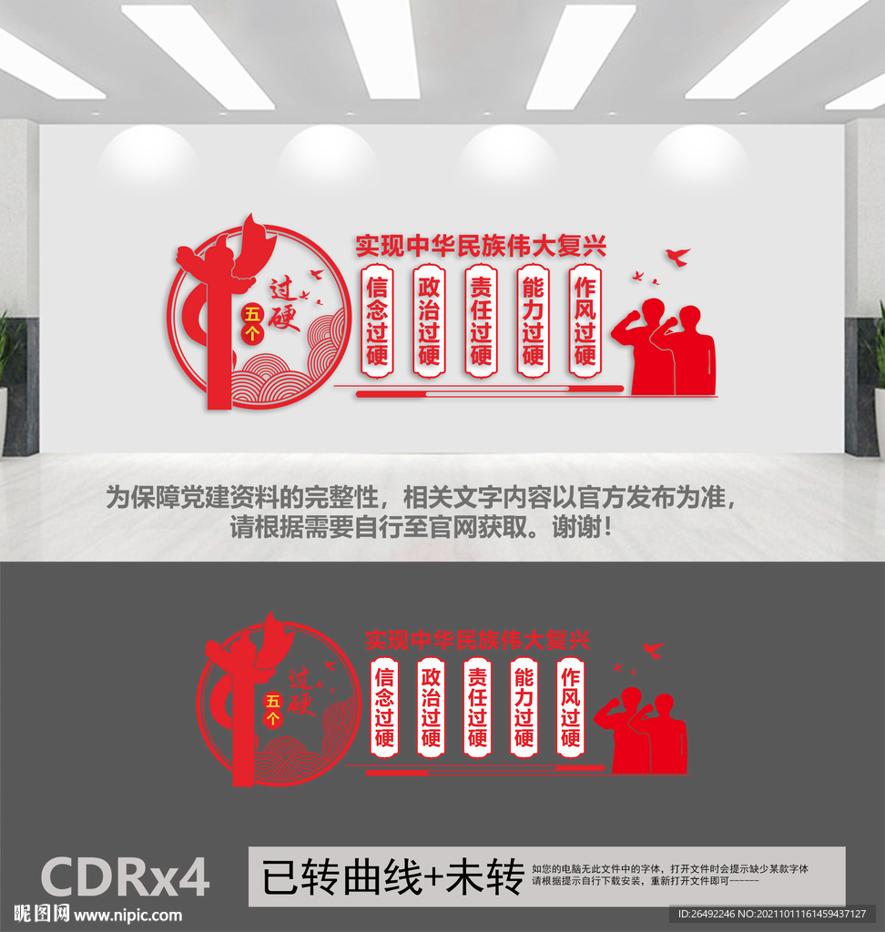 五个过硬党建文化墙