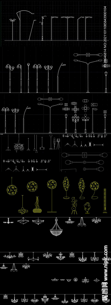 户外灯具CAD图库