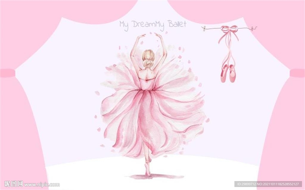 粉色芭蕾舞蹈美女卡通背景