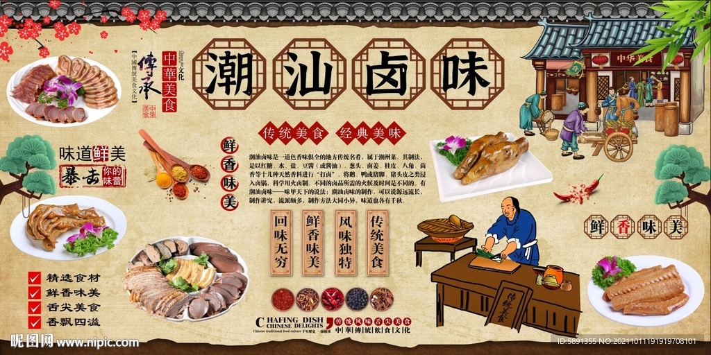 潮汕卤味背景墙