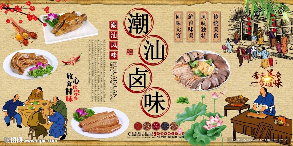 潮汕卤味背景墙