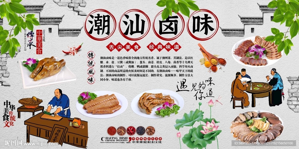 潮汕卤味背景墙
