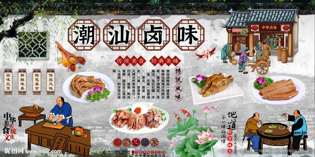 潮汕卤味背景墙