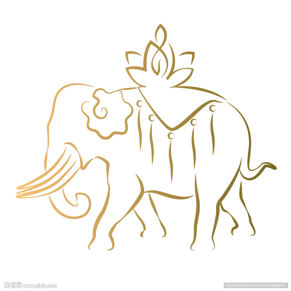 六牙瑞象图案矢量图