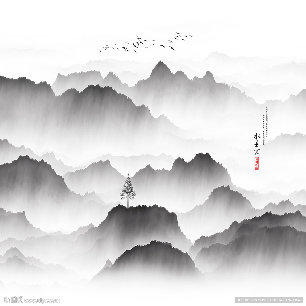 方形水墨画