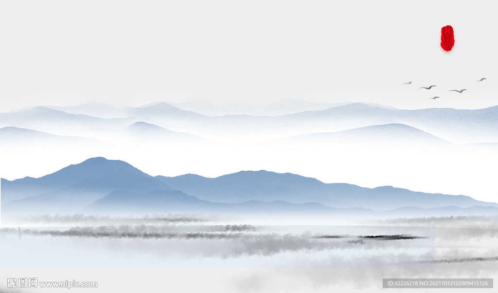 水墨山背景   
