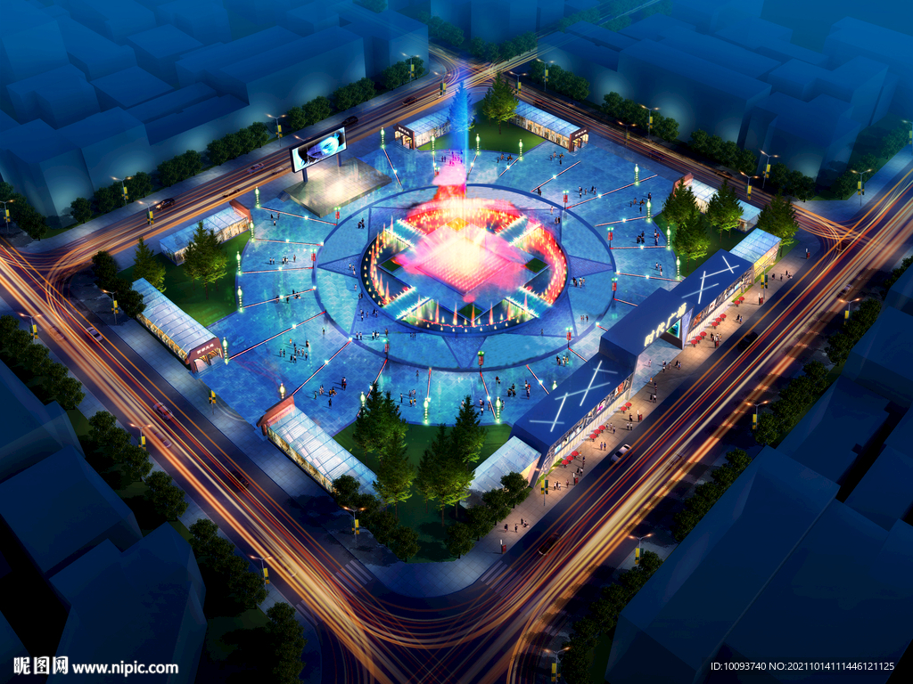 中心广场夜景效果图