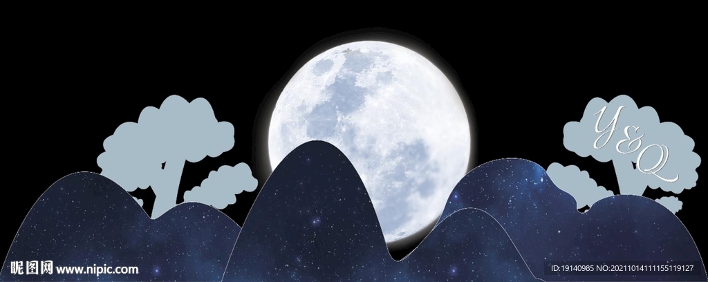 蓝色星空婚礼背景打印源文件