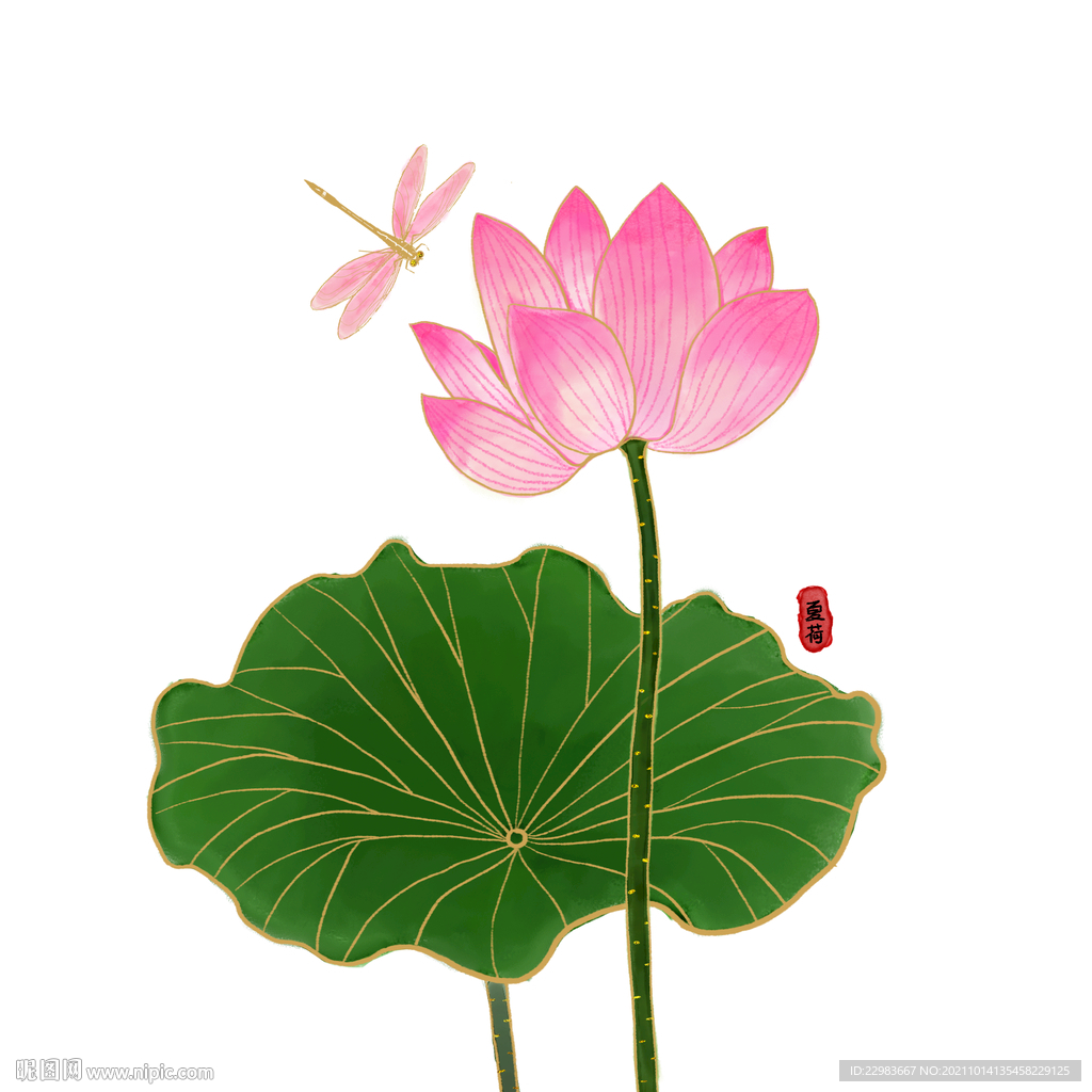 国朝中秋节原创佳节中国风荷花卡