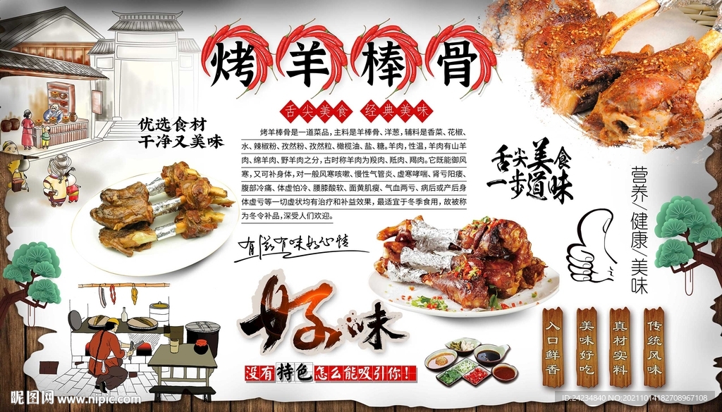 烤羊棒骨背景墙