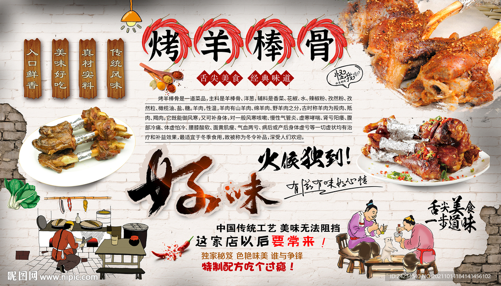 烤羊棒骨背景墙