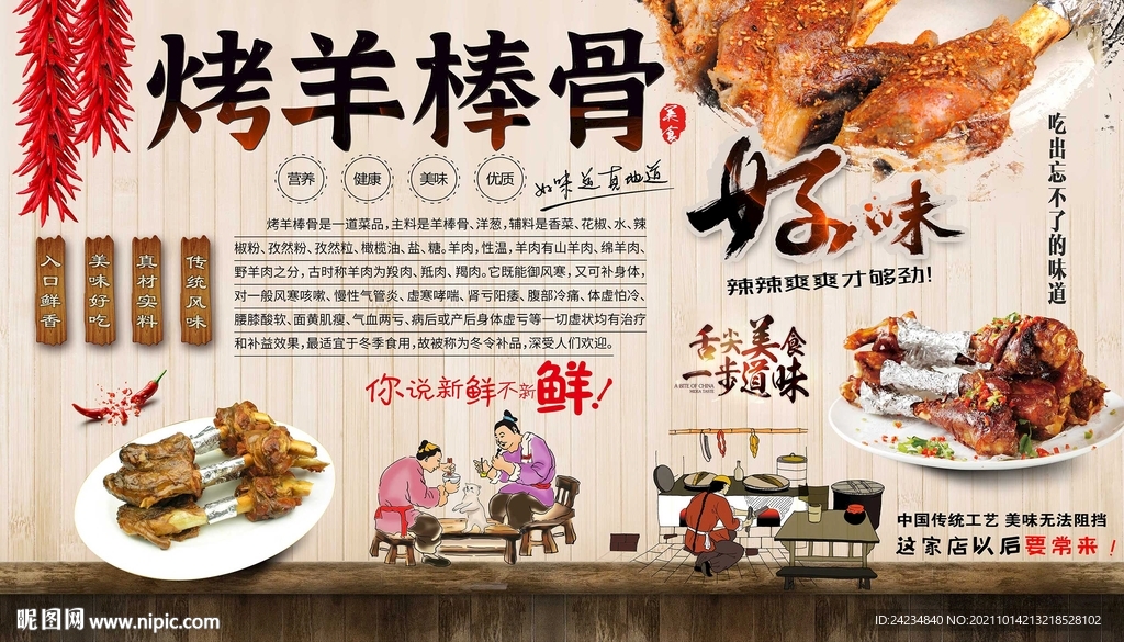 烤羊棒骨背景墙