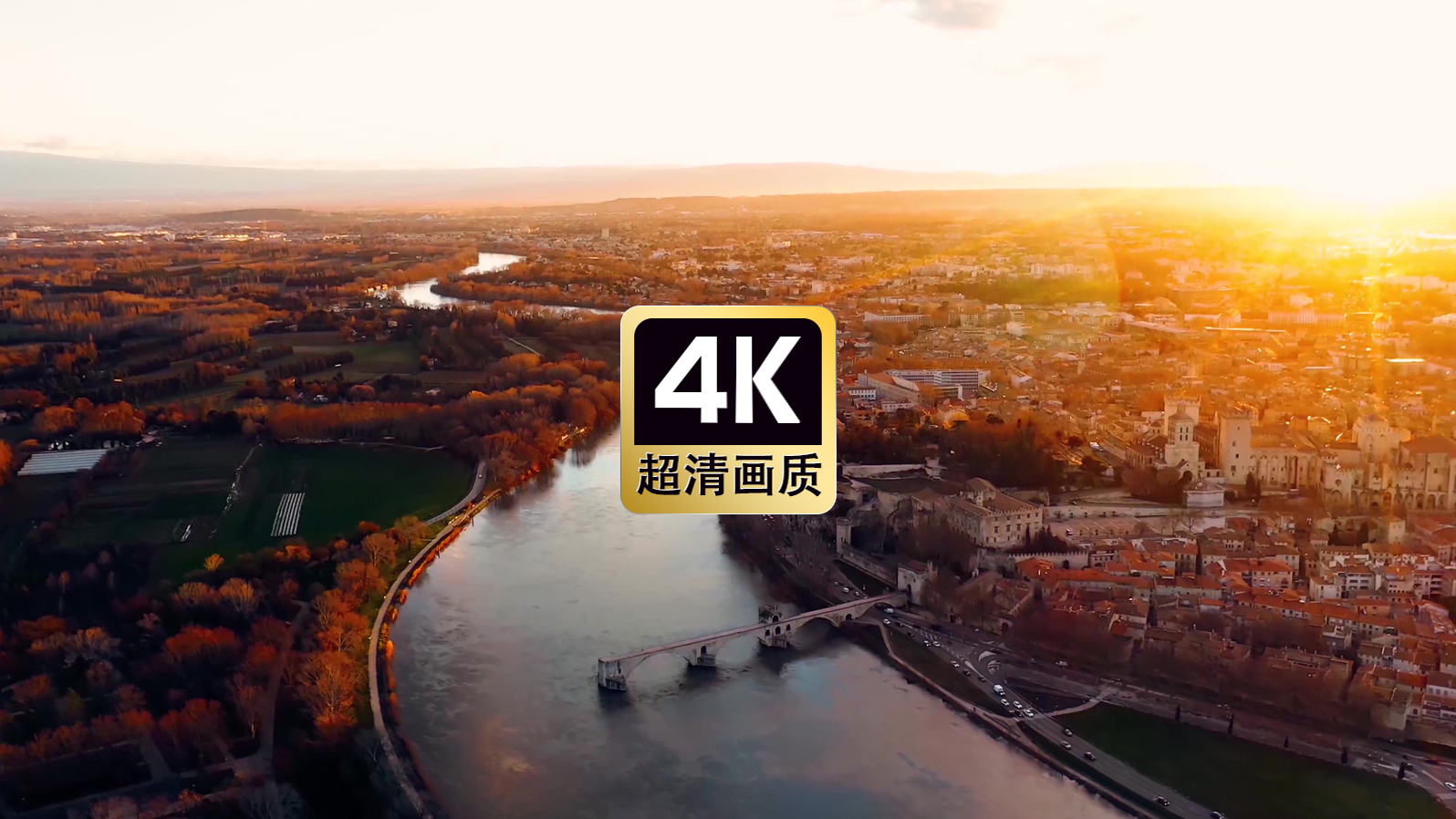 航拍北欧小镇建筑群