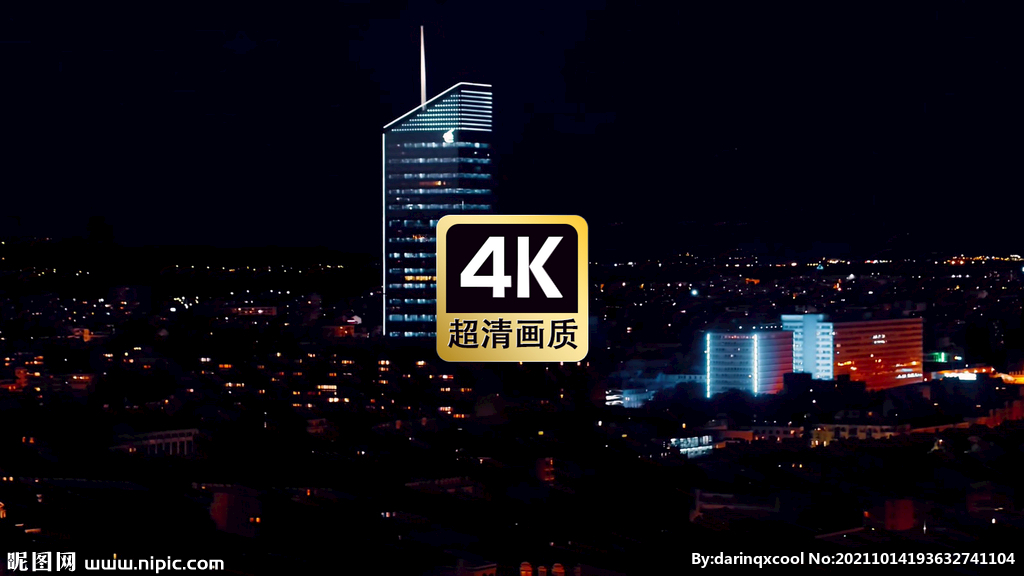 航拍城市建筑群夜景