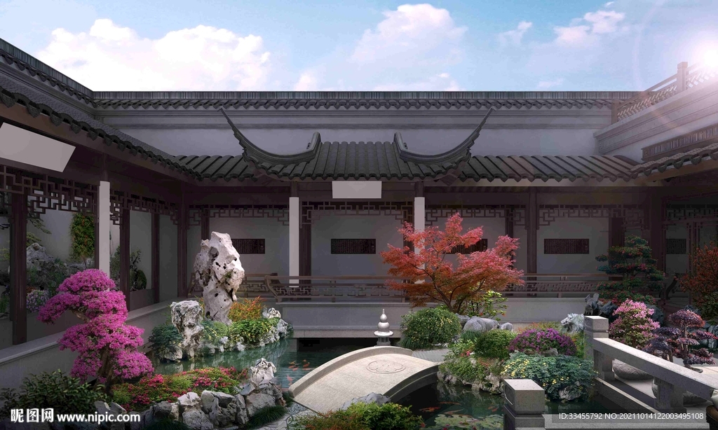 中式古建庭院景观