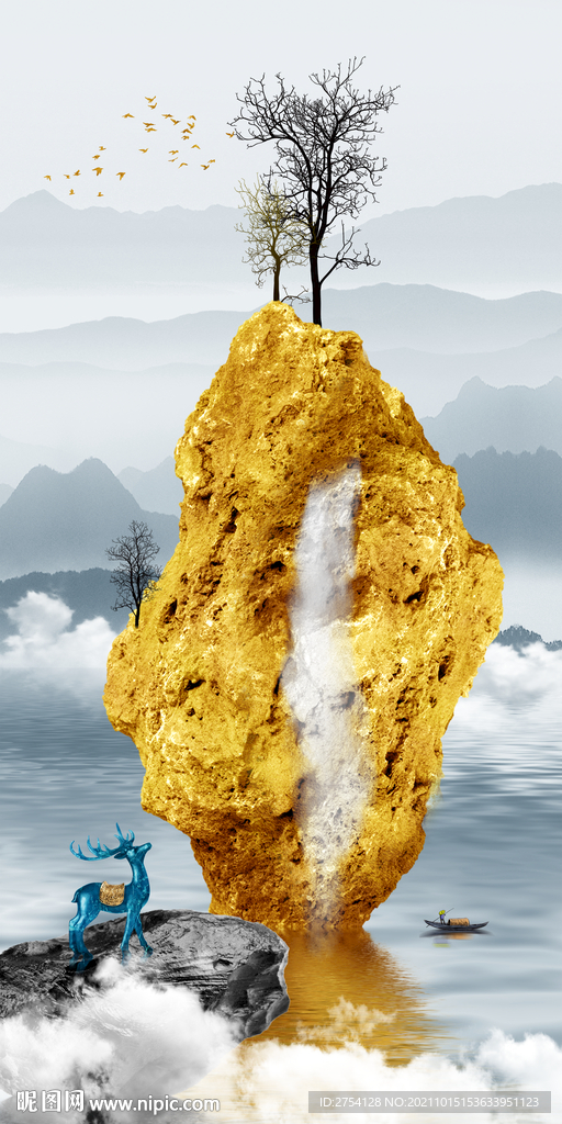 装饰画 抽象画 假山