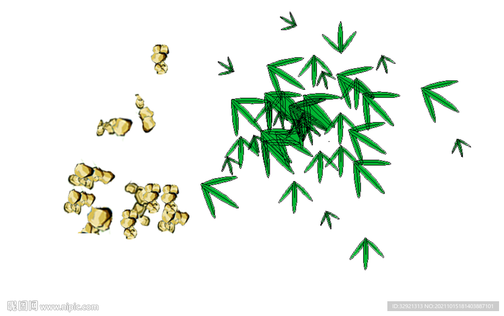 假山竹子高清彩平素材PSD