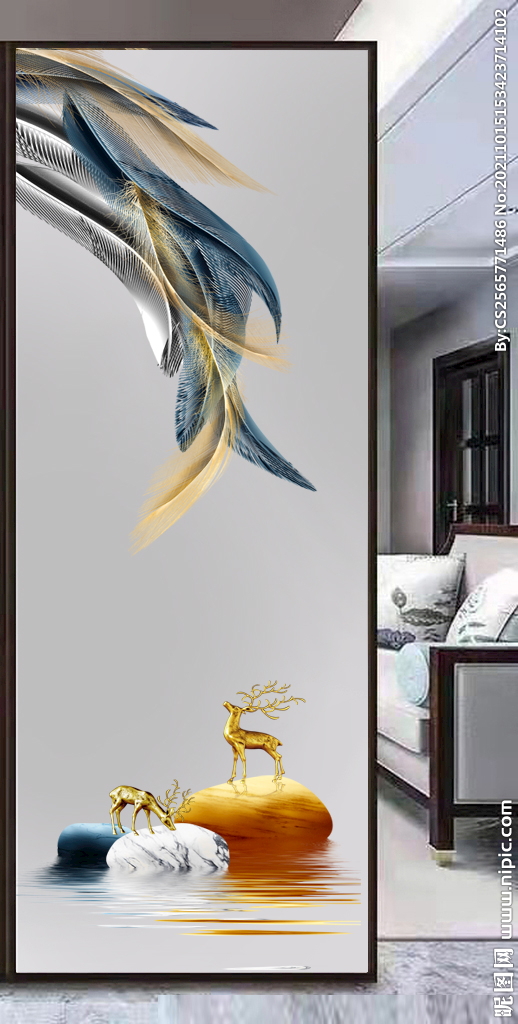 高清分层透明底玄关打印图