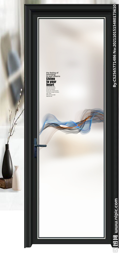 高清分层透明底平开门打印图