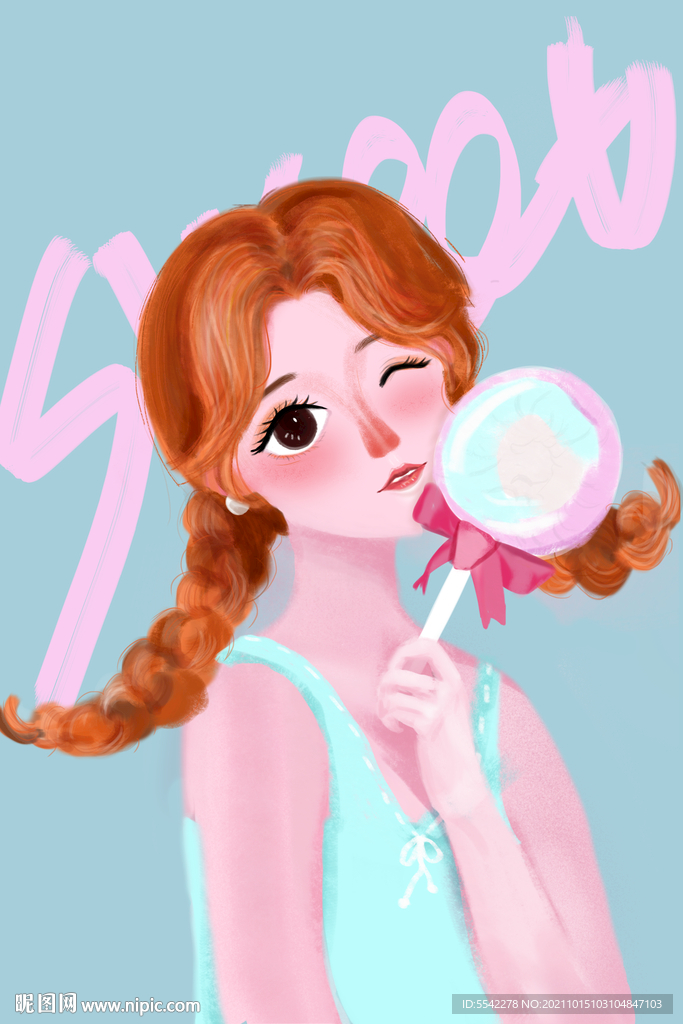 甜美女孩插画