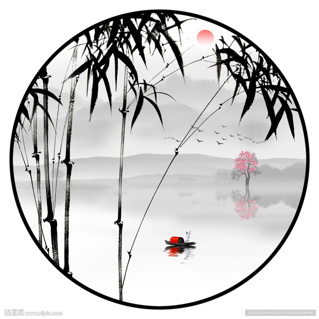 中式水墨竹子装饰画