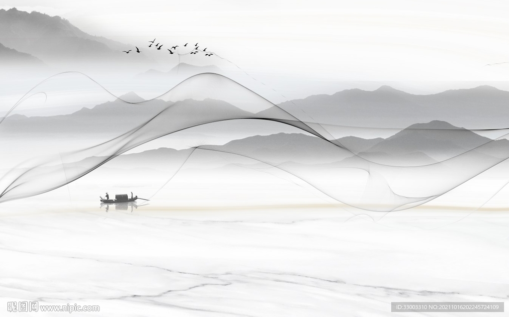 新中式山水背景墙