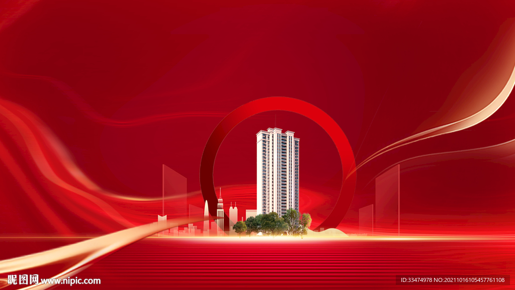 地产大气红金质感背景