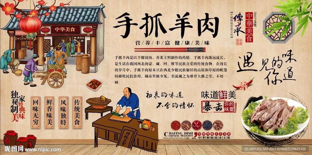 手抓羊肉背景墙