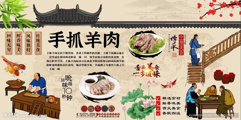 手抓羊肉背景墙