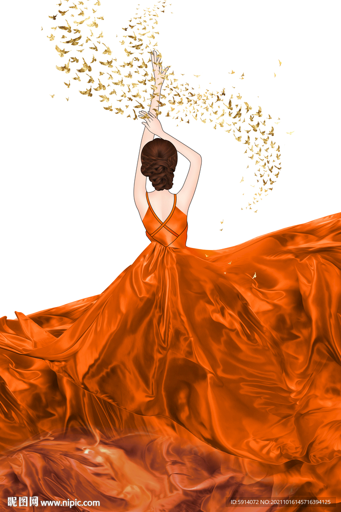 装饰画 美女 裙子