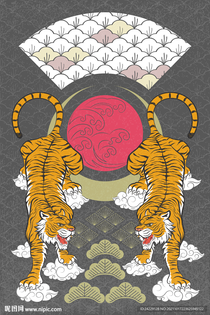 东北虎 国潮风装饰画