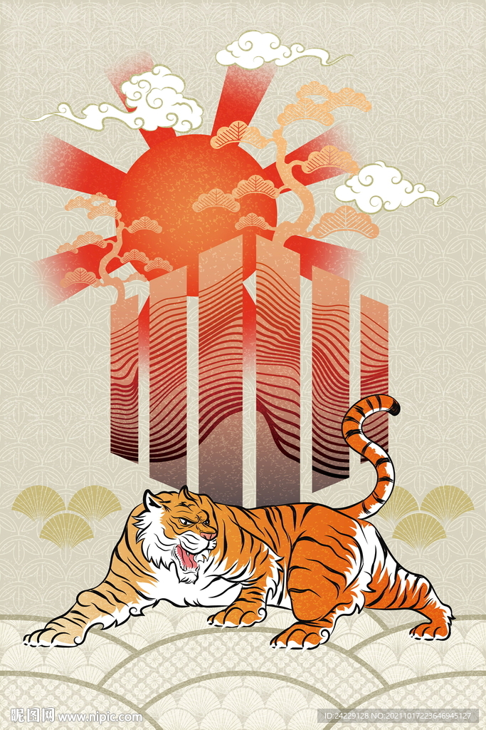 东北虎 国潮风装饰画