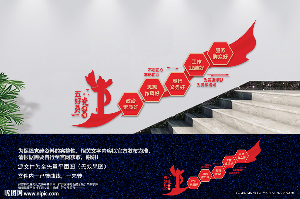 五好党员楼梯文化墙