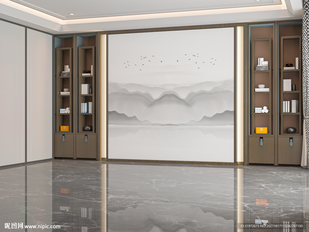 新中式客厅3D场景