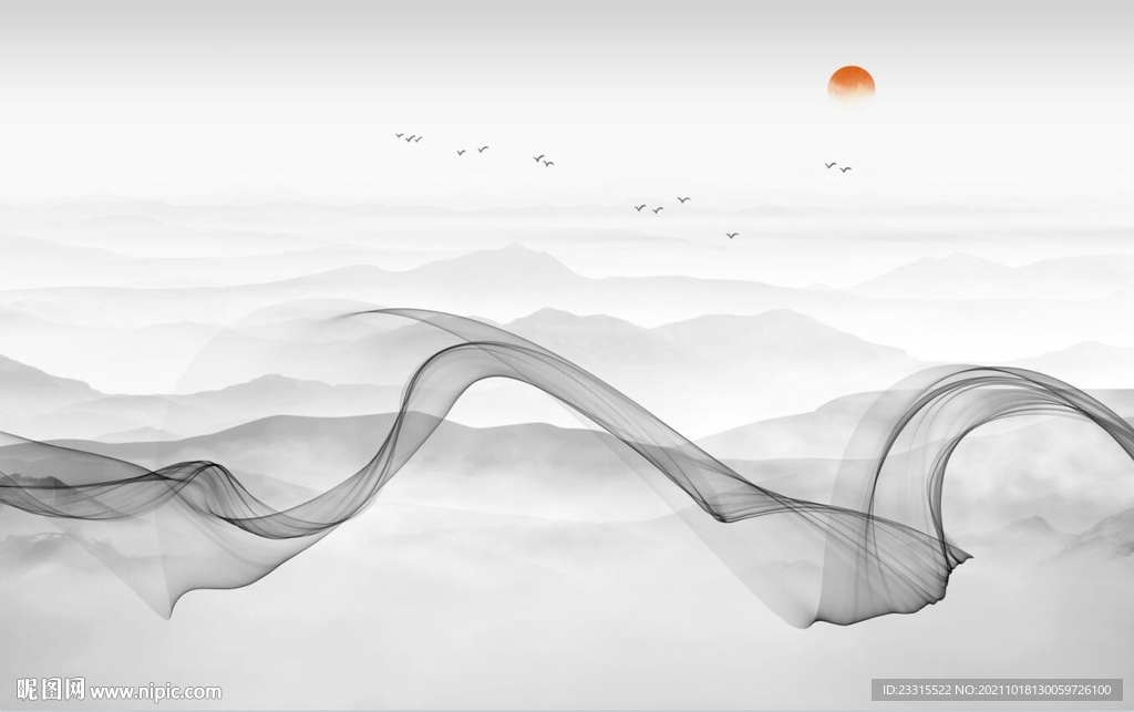 新中式山水背景墙