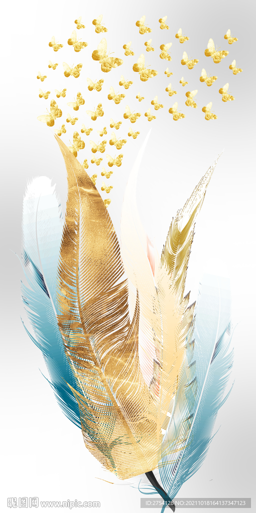 装饰画 羽毛 蝴蝶