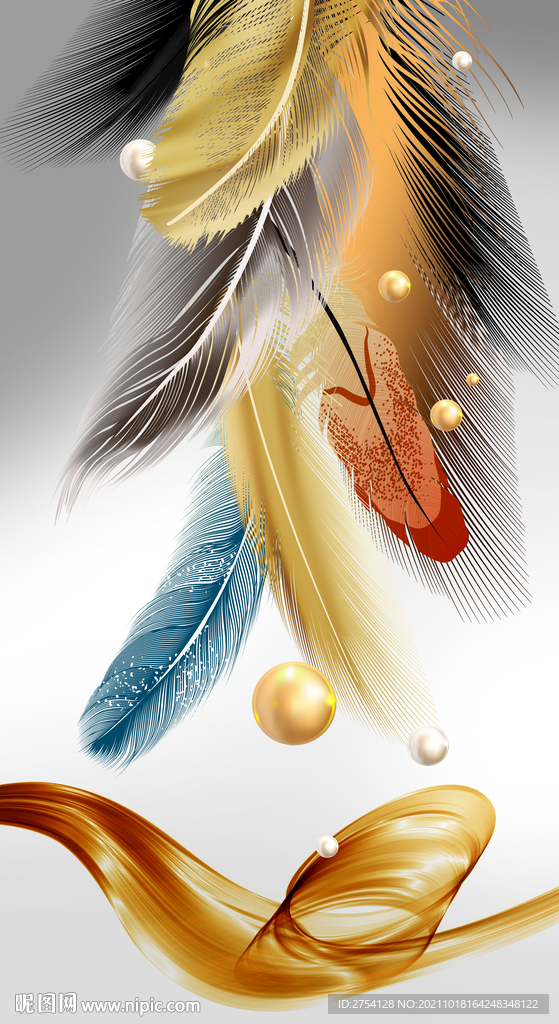 装饰画 羽毛 线条