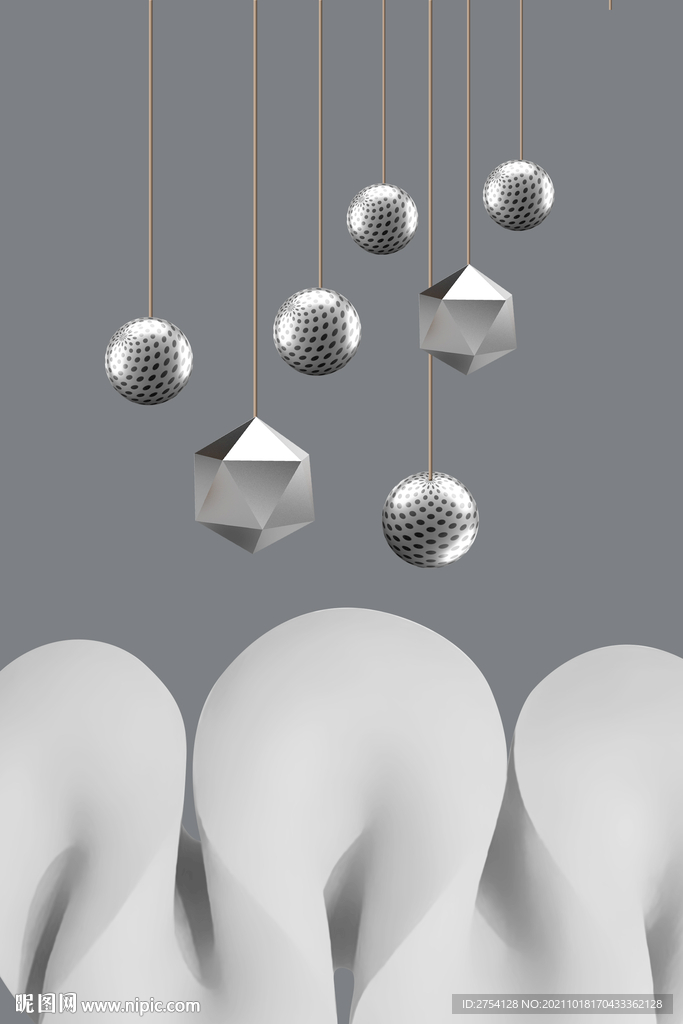 装饰画 线条 圆球 抽象画